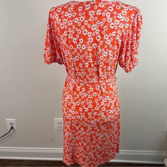 Kaileigh Dress from Stitch Fix size L Orange Floral Faux Wrap - Picture 3 of 6